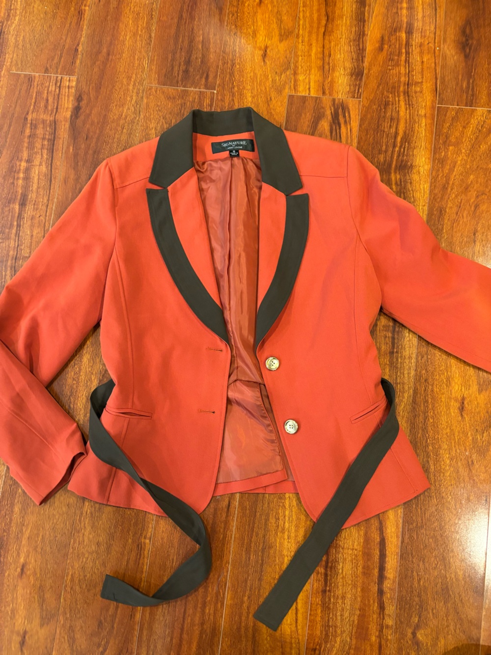 Signature by Larry Levine Orange Blazer with Black Trim